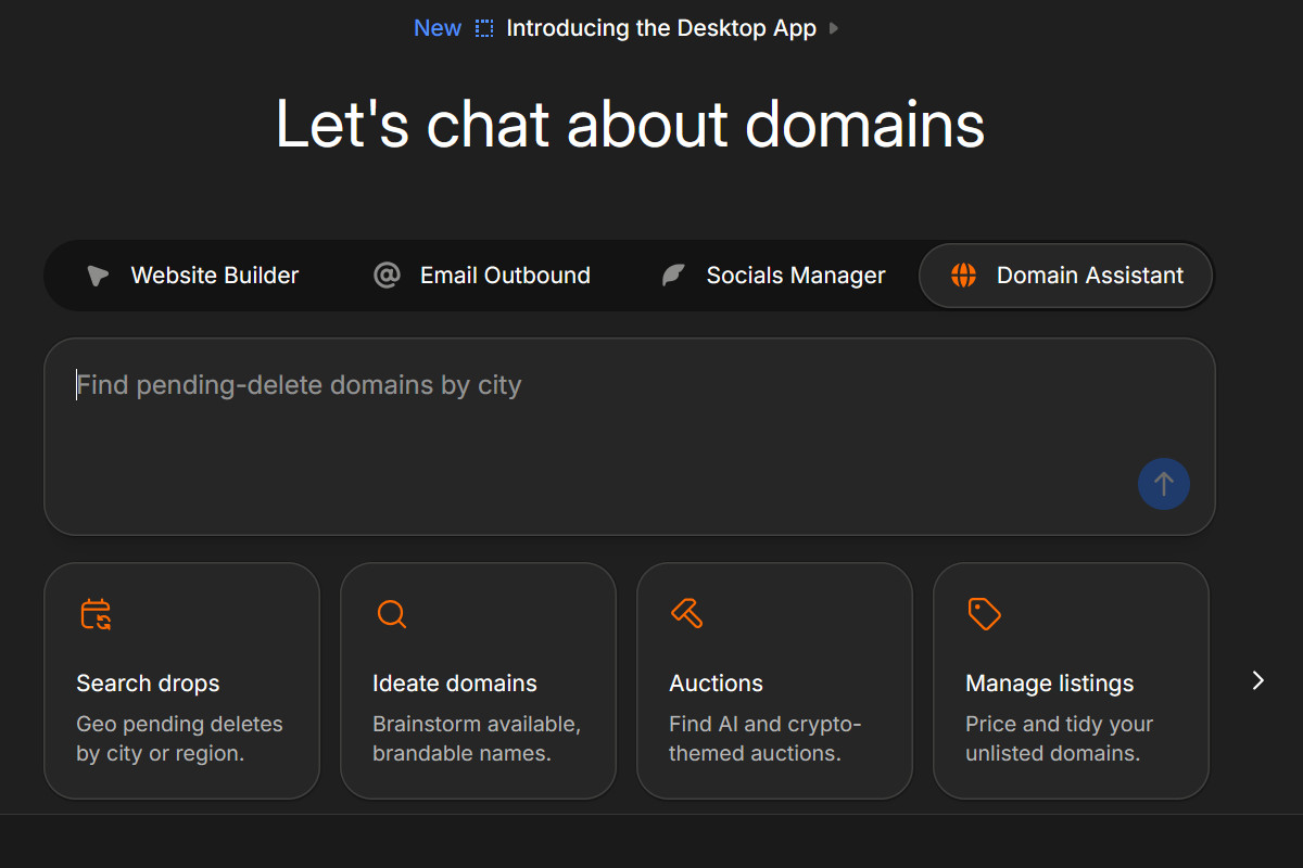 Unstoppable Domains interface as an example of a registrar-attached suggestion engine for brandable domain names